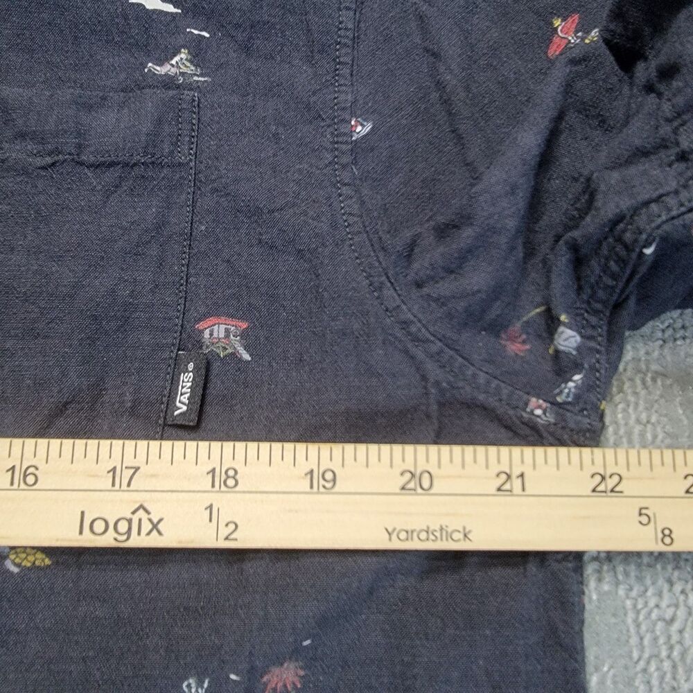 Vans Shirt Mens L Short Sleeve Button Up Black Tres Palmas Beach Scenes Print - Picture 7 of 12